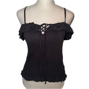 America Eagle Crop Tank Top - charcoal